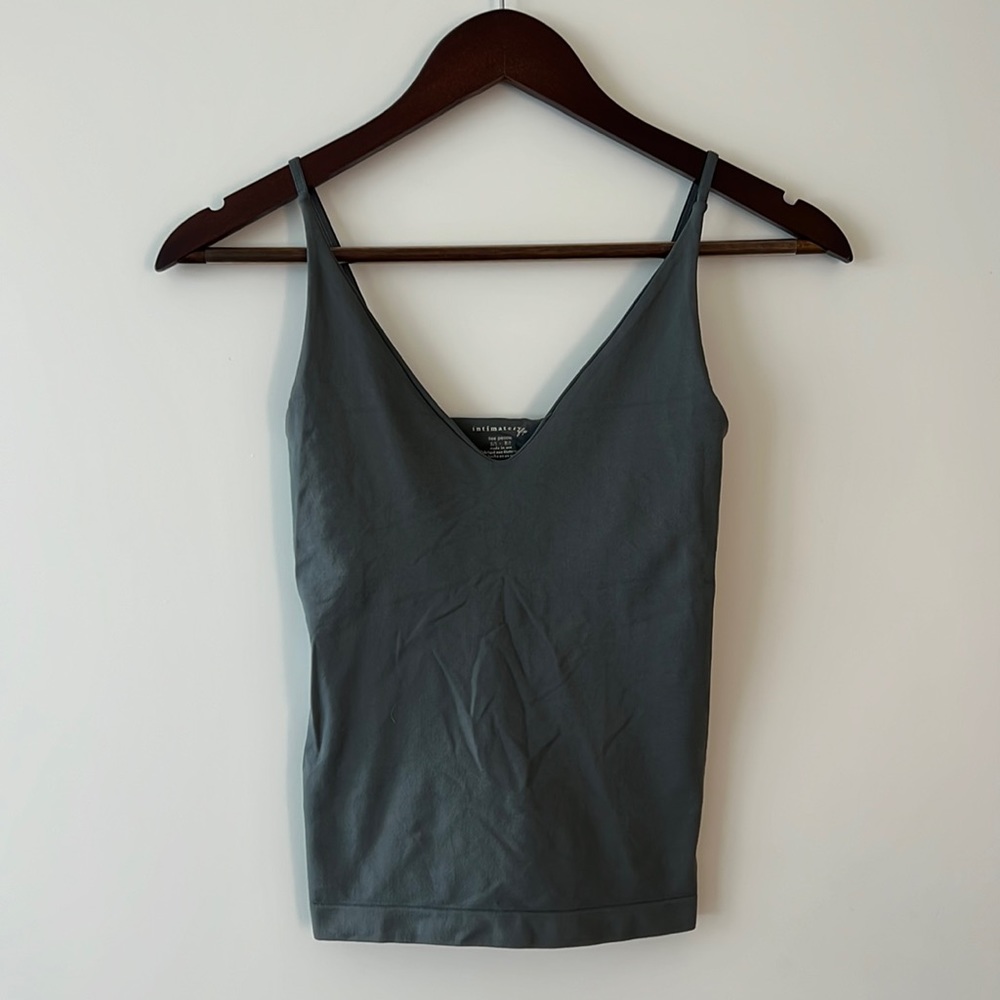 Free People Seamless V-Neck Cami in Charcoal